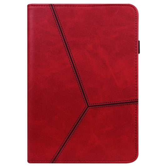 For Samsung Galaxy Tab S6 Lite P610/P615 Solid Color Embossed Striped Leather Tablet Smart Case(Red) by bashfashion