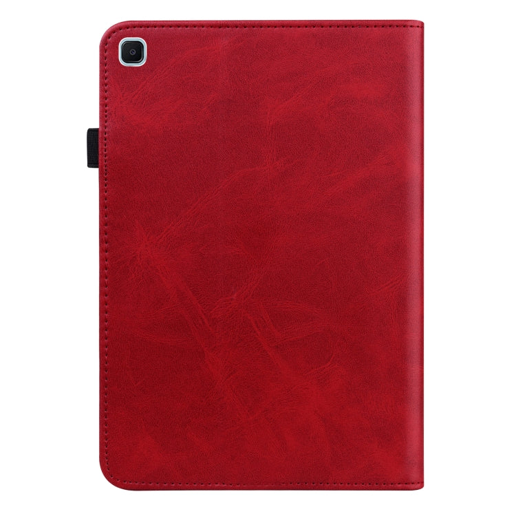For Samsung Galaxy Tab S6 Lite P610/P615 Solid Color Embossed Striped Leather Tablet Smart Case(Red) by bashfashion