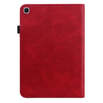 For Samsung Galaxy Tab S6 Lite P610/P615 Solid Color Embossed Striped Leather Tablet Smart Case(Red) by bashfashion