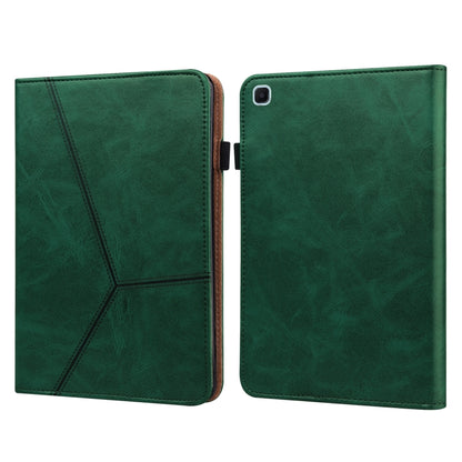 For Samsung Galaxy Tab S6 Lite P610/P615 Solid Color Embossed Striped Leather Tablet Smart Case(Green) by bashfashion