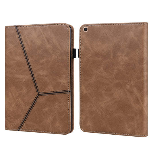 For Samsung Galaxy Tab A 10.1 (2019) T510 Solid Color Embossed Striped Leather Tablet Case(Brown) by bashfashion
