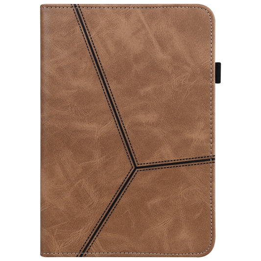 For Samsung Galaxy Tab A 10.1 (2019) T510 Solid Color Embossed Striped Leather Tablet Case(Brown) by bashfashion