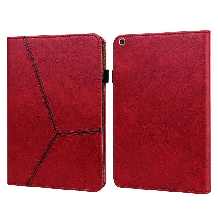 For Samsung Galaxy Tab A 10.1 (2019) T510 Solid Color Embossed Striped Leather Tablet Case(Red) by bashfashion
