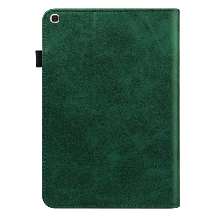 For Samsung Galaxy Tab A 10.1 (2019) T510 Solid Color Embossed Striped Leather Tablet Case(Green) by bashfashion