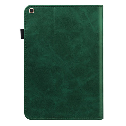 For Samsung Galaxy Tab A 10.1 (2019) T510 Solid Color Embossed Striped Leather Tablet Case(Green) by bashfashion