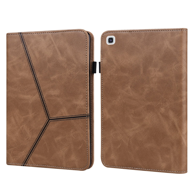 For Samsung Galaxy Tab A7 10.4 (2020) T500/T505 Solid Color Embossed Striped Leather Tablet Case(Brown) by bashfashion