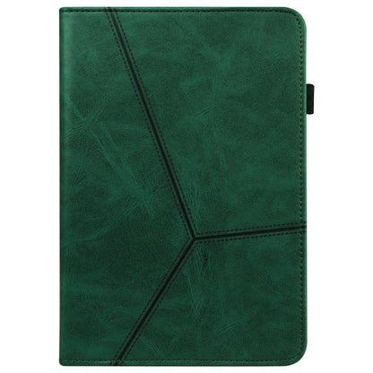 For Samsung Galaxy Tab A 8.0 (2019) T290 Solid Color Embossed Striped Leather Tablet Case(Green) by bashfashion