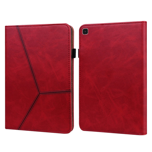 For Samsung Galaxy Tab A7 Lite T220/T225 Solid Color Embossed Striped Leather Tablet Smart Case(Red) by bashfashion