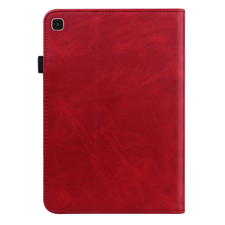 For Samsung Galaxy Tab A7 Lite T220/T225 Solid Color Embossed Striped Leather Tablet Smart Case(Red) by bashfashion