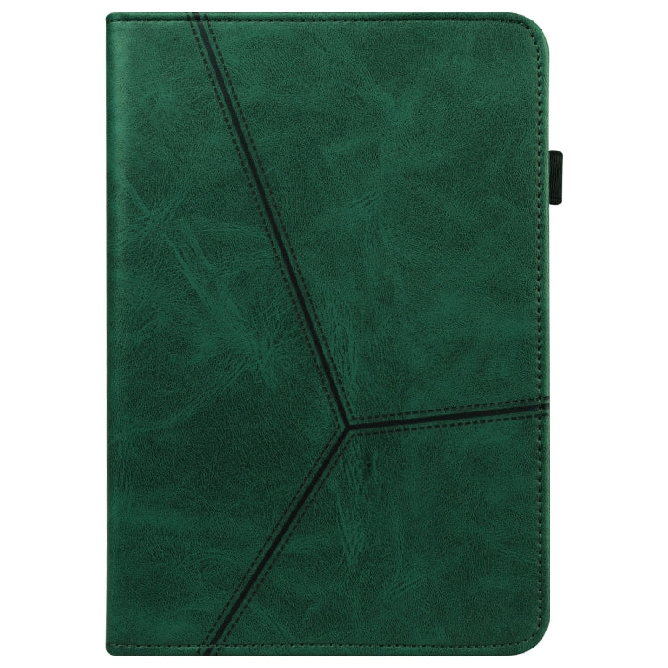 For Samsung Galaxy Tab A7 Lite T220/T225 Solid Color Embossed Striped Leather Tablet Smart Case(Green) by bashfashion