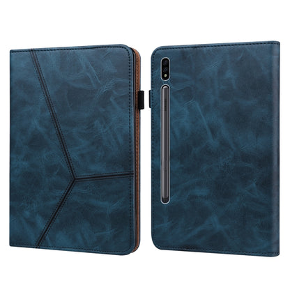 For Samsung Galaxy Tab S7+ T970 / S7 FE T730 Solid Color Embossed Striped Leather Tablet Case(Blue) by bashfashion