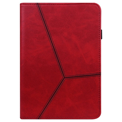 For Samsung Galaxy Tab S7+ T970 / S7 FE T730 Solid Color Embossed Striped Leather Tablet Case(Red) by bashfashion