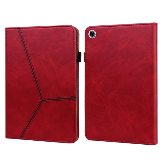 For Samsung Galaxy Tab A8 10.5 (2021) Solid Color Embossed Striped Leather Tablet Case(Red) by bashfashion