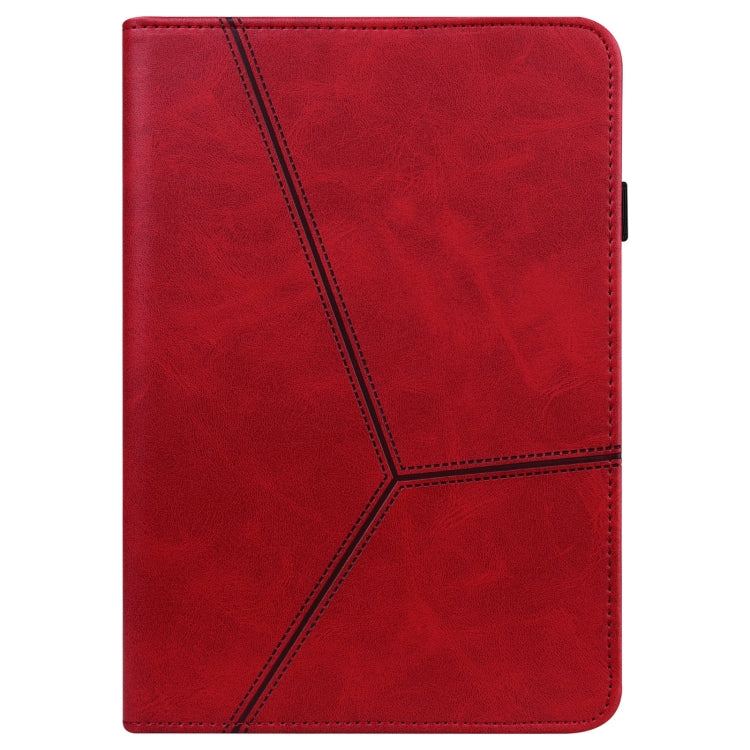 For Samsung Galaxy Tab A8 10.5 (2021) Solid Color Embossed Striped Leather Tablet Case(Red) by bashfashion