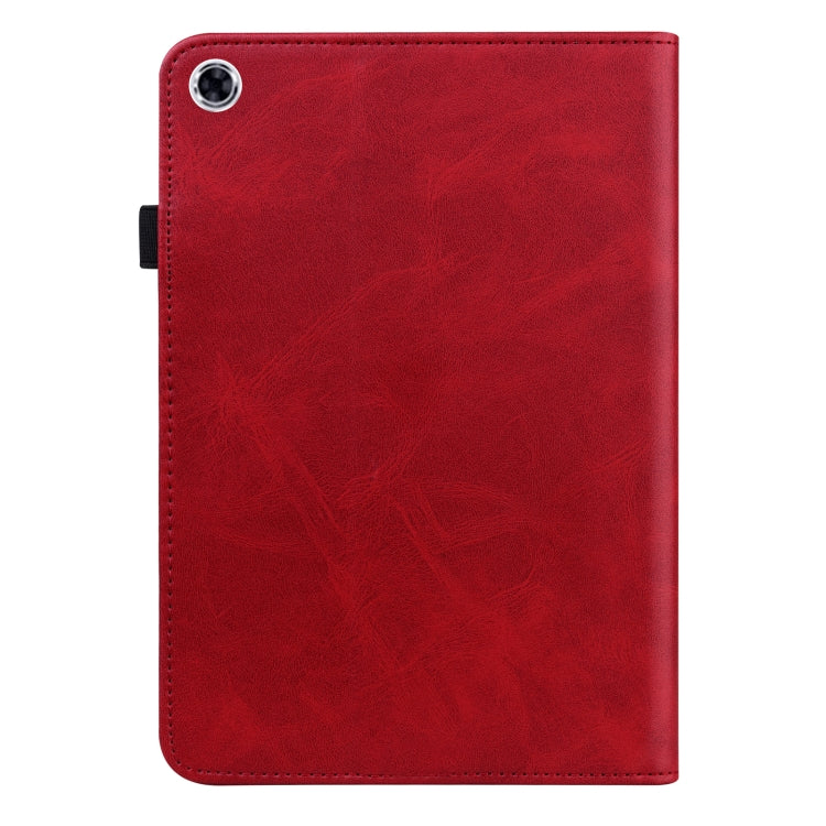 For Samsung Galaxy Tab A8 10.5 (2021) Solid Color Embossed Striped Leather Tablet Case(Red) by bashfashion