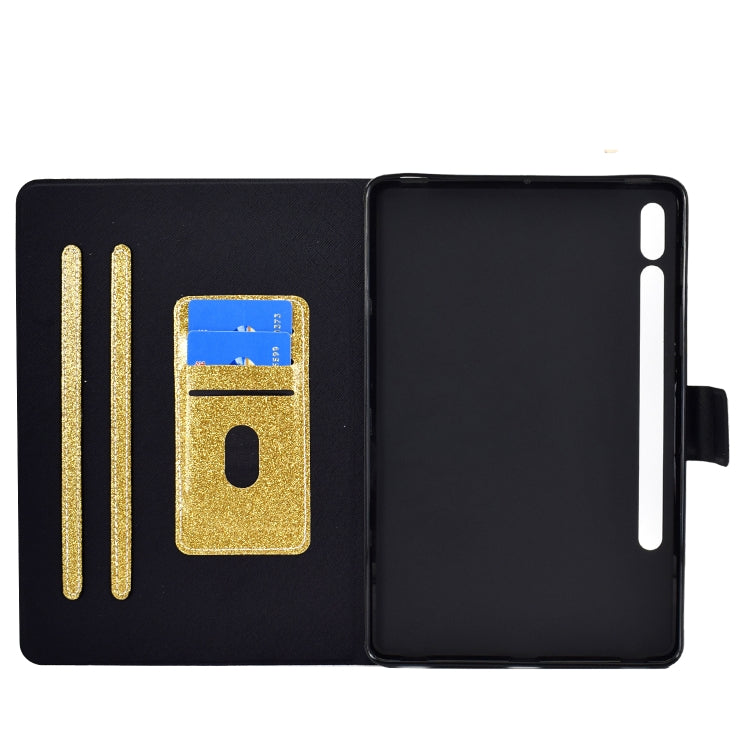 For Samsung Galaxy Tab S8 / S7 Varnish Glitter Powder Smart Leather Tablet Case(Yellow) by bashfashion