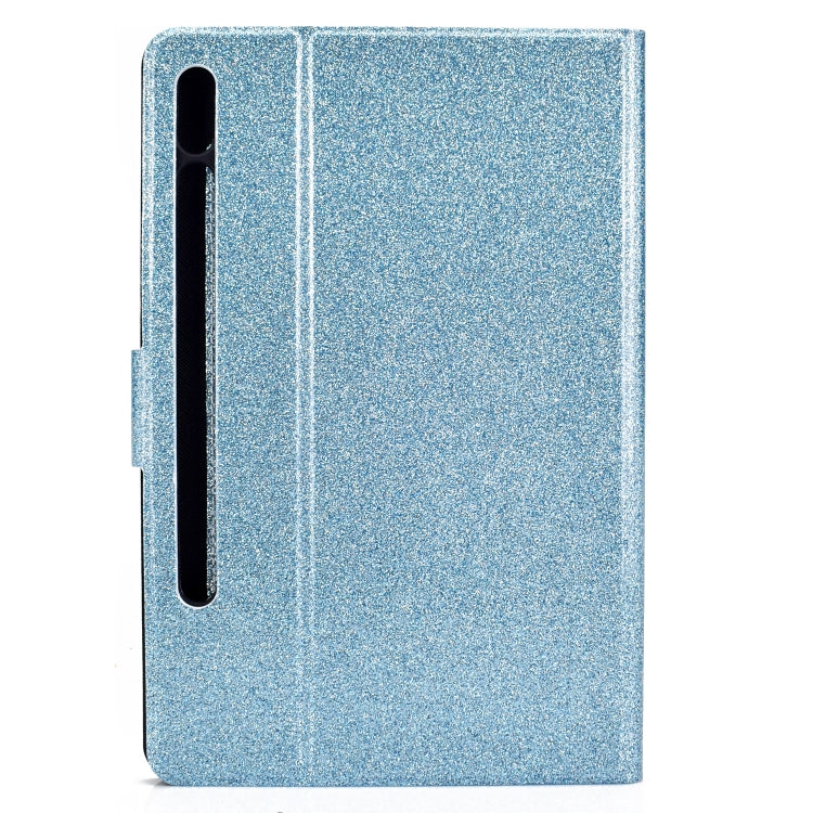 For Samsung Galaxy Tab S8 / S7 Varnish Glitter Powder Smart Leather Tablet Case(Blue) by bashfashion