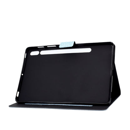 For Samsung Galaxy Tab S8 / S7 Varnish Glitter Powder Smart Leather Tablet Case(Blue) by bashfashion