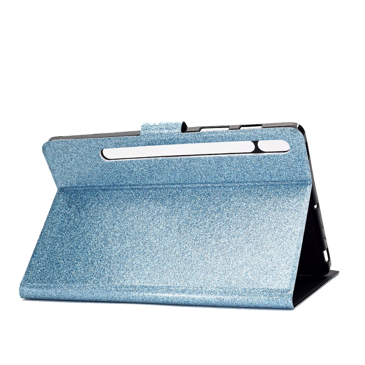 For Samsung Galaxy Tab S8 / S7 Varnish Glitter Powder Smart Leather Tablet Case(Blue) by bashfashion
