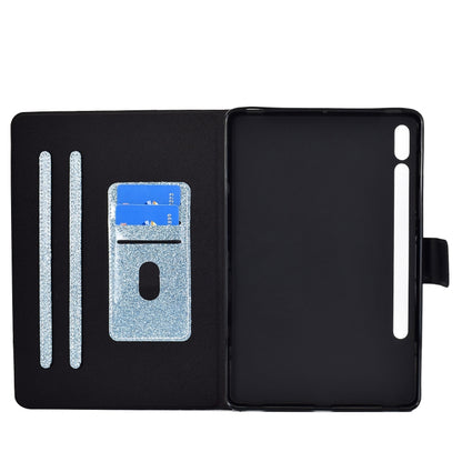 For Samsung Galaxy Tab S8 / S7 Varnish Glitter Powder Smart Leather Tablet Case(Blue) by bashfashion
