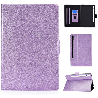 For Samsung Galaxy Tab S8 / S7 Varnish Glitter Powder Smart Leather Tablet Case(Purple) by bashfashion