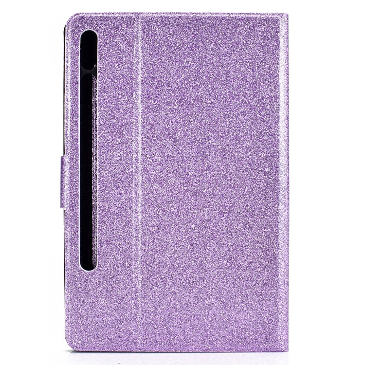 For Samsung Galaxy Tab S8 / S7 Varnish Glitter Powder Smart Leather Tablet Case(Purple) by bashfashion