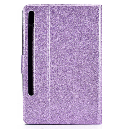For Samsung Galaxy Tab S8 / S7 Varnish Glitter Powder Smart Leather Tablet Case(Purple) by bashfashion