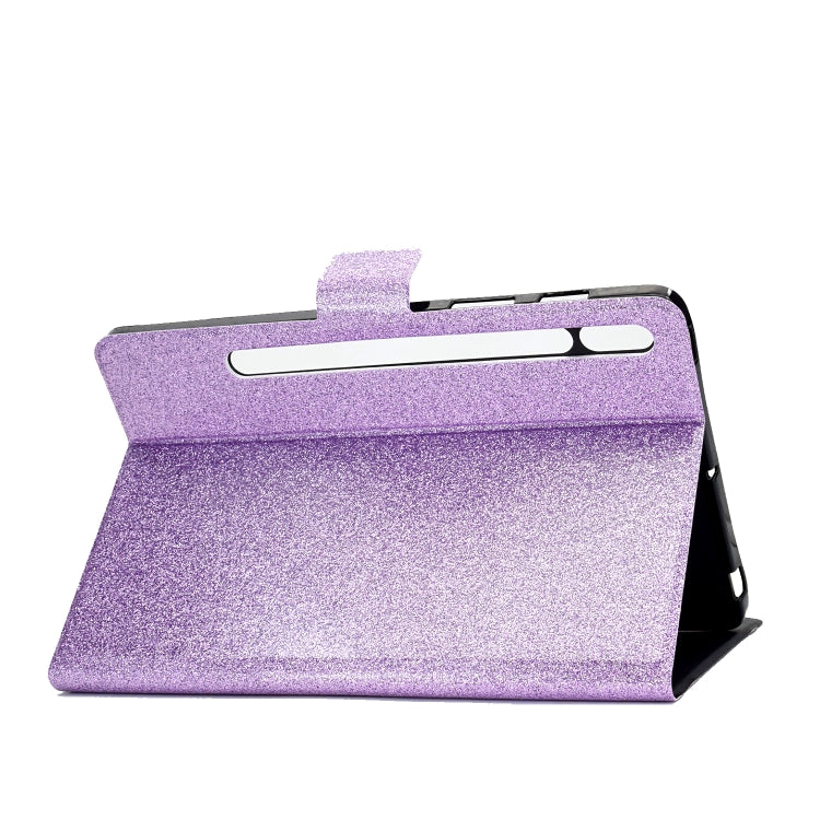 For Samsung Galaxy Tab S8 / S7 Varnish Glitter Powder Smart Leather Tablet Case(Purple) by bashfashion