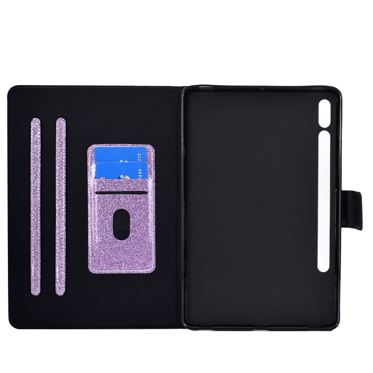 For Samsung Galaxy Tab S8 / S7 Varnish Glitter Powder Smart Leather Tablet Case(Purple) by bashfashion