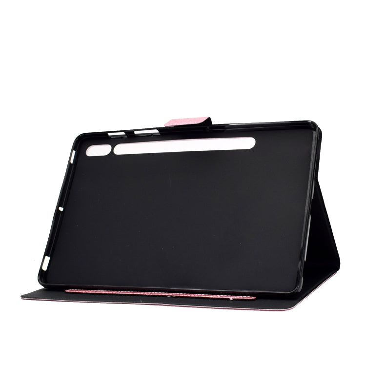 For Samsung Galaxy Tab S8 / S7 Varnish Glitter Powder Smart Leather Tablet Case(Pink) by bashfashion