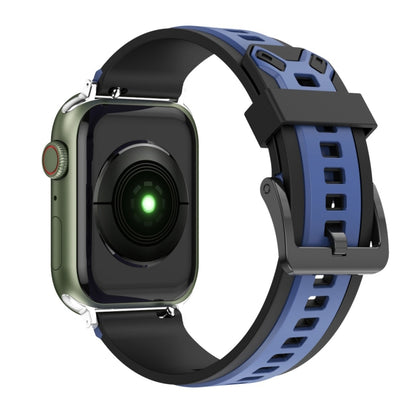 Two-Color Silicone Watch Band For Apple Watch Ultra 49mm&Watch Ultra 2 49mm / Series 9&8&7 45mm / SE 3&SE 2&6&SE&5&4 44mm / 3&2&1 42mm(Black Blue) by bashfashion