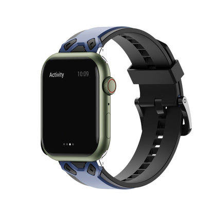 Two-Color Silicone Watch Band For Apple Watch Ultra 49mm&Watch Ultra 2 49mm / Series 9&8&7 45mm / SE 3&SE 2&6&SE&5&4 44mm / 3&2&1 42mm(Black Blue) by bashfashion