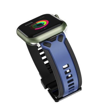 Two-Color Silicone Watch Band For Apple Watch Ultra 49mm&Watch Ultra 2 49mm / Series 9&8&7 45mm / SE 3&SE 2&6&SE&5&4 44mm / 3&2&1 42mm(Black Blue) by bashfashion