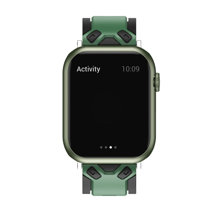 Two-Color Silicone Watch Band For Apple Watch Ultra 49mm&Watch Ultra 2 49mm / Series 9&8&7 45mm / SE 3&SE 2&6&SE&5&4 44mm / 3&2&1 42mm(Black Dark Green) by bashfashion