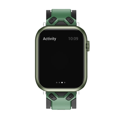 Two-Color Silicone Watch Band For Apple Watch Ultra 49mm&Watch Ultra 2 49mm / Series 9&8&7 45mm / SE 3&SE 2&6&SE&5&4 44mm / 3&2&1 42mm(Black Dark Green) by bashfashion