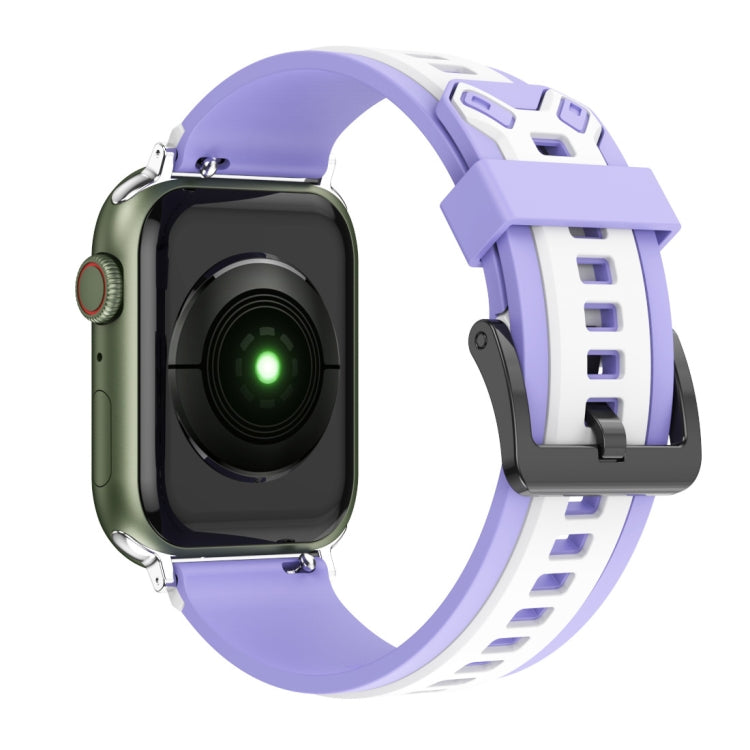 Two-Color Silicone Watch Band For Apple Watch Ultra 49mm&Watch Ultra 2 49mm / Series 9&8&7 45mm / SE 3&SE 2&6&SE&5&4 44mm / 3&2&1 42mm(Purple White) by bashfashion