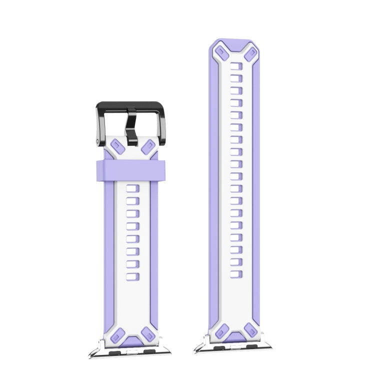 Two-Color Silicone Watch Band For Apple Watch Ultra 49mm&Watch Ultra 2 49mm / Series 9&8&7 45mm / SE 3&SE 2&6&SE&5&4 44mm / 3&2&1 42mm(Purple White) by bashfashion