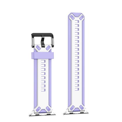 Two-Color Silicone Watch Band For Apple Watch Ultra 49mm&Watch Ultra 2 49mm / Series 9&8&7 45mm / SE 3&SE 2&6&SE&5&4 44mm / 3&2&1 42mm(Purple White) by bashfashion