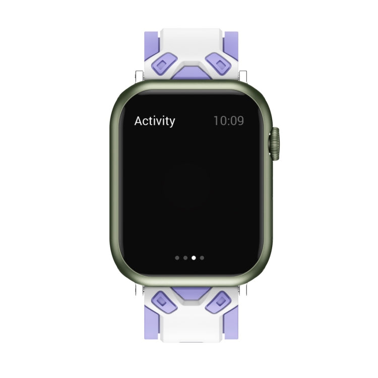 Two-Color Silicone Watch Band For Apple Watch Ultra 49mm&Watch Ultra 2 49mm / Series 9&8&7 45mm / SE 3&SE 2&6&SE&5&4 44mm / 3&2&1 42mm(Purple White) by bashfashion