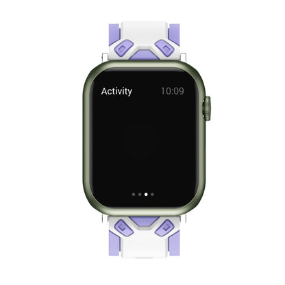 Two-Color Silicone Watch Band For Apple Watch Ultra 49mm&Watch Ultra 2 49mm / Series 9&8&7 45mm / SE 3&SE 2&6&SE&5&4 44mm / 3&2&1 42mm(Purple White) by bashfashion