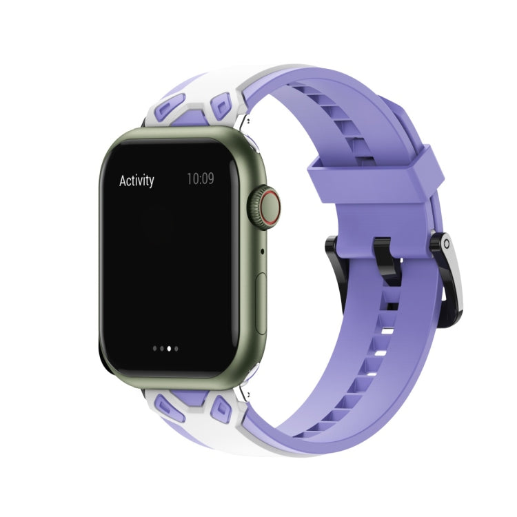 Two-Color Silicone Watch Band For Apple Watch Ultra 49mm&Watch Ultra 2 49mm / Series 9&8&7 45mm / SE 3&SE 2&6&SE&5&4 44mm / 3&2&1 42mm(Purple White) by bashfashion