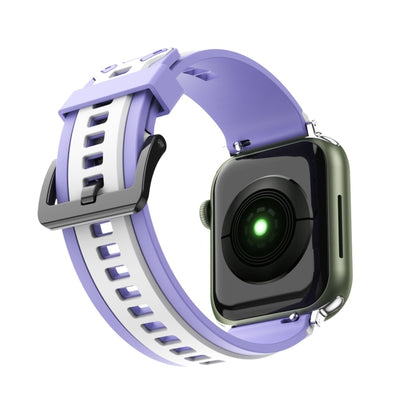 Two-Color Silicone Watch Band For Apple Watch Ultra 49mm&Watch Ultra 2 49mm / Series 9&8&7 45mm / SE 3&SE 2&6&SE&5&4 44mm / 3&2&1 42mm(Purple White) by bashfashion