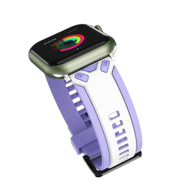 Two-Color Silicone Watch Band For Apple Watch Ultra 49mm&Watch Ultra 2 49mm / Series 9&8&7 45mm / SE 3&SE 2&6&SE&5&4 44mm / 3&2&1 42mm(Purple White) by bashfashion