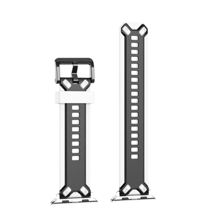 Two-Color Silicone Watch Band For Apple Watch Ultra 49mm&Watch Ultra 2 49mm / Series 9&8&7 45mm / SE 3&SE 2&6&SE&5&4 44mm / 3&2&1 42mm(White Black) by bashfashion