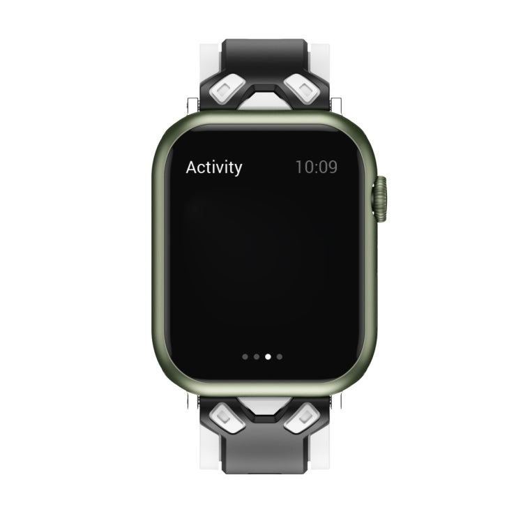 Two-Color Silicone Watch Band For Apple Watch Ultra 49mm&Watch Ultra 2 49mm / Series 9&8&7 45mm / SE 3&SE 2&6&SE&5&4 44mm / 3&2&1 42mm(White Black) by bashfashion