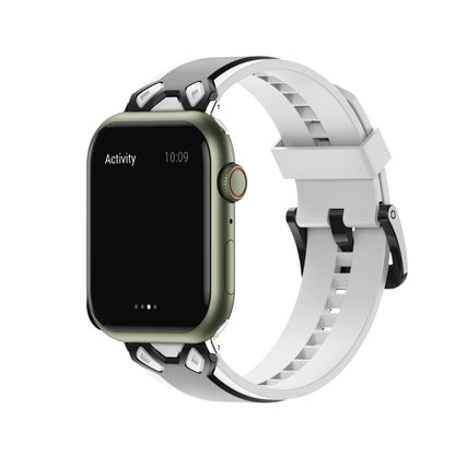 Two-Color Silicone Watch Band For Apple Watch Ultra 49mm&Watch Ultra 2 49mm / Series 9&8&7 45mm / SE 3&SE 2&6&SE&5&4 44mm / 3&2&1 42mm(White Black) by bashfashion