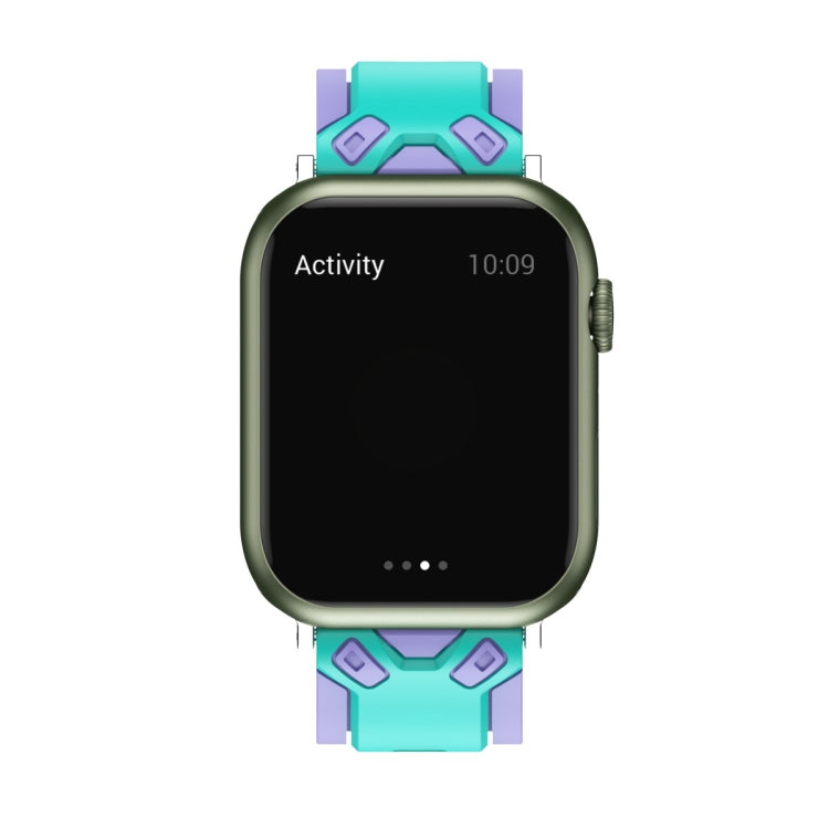 Two-Color Silicone Watch Band For Apple Watch Ultra 49mm&Watch Ultra 2 49mm / Series 9&8&7 45mm / SE 3&SE 2&6&SE&5&4 44mm / 3&2&1 42mm(Purple Mint Green) by bashfashion
