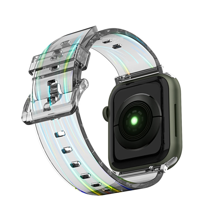 Aurora Transparent Silicone Watch Band For Apple Watch Series 9&8&7 41mm / SE 3&SE 2&6&SE&5&4 40mm / 3&2&1 38mm(Black) by bashfashion