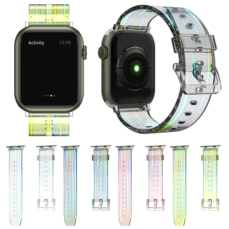 Aurora Transparent Silicone Watch Band For Apple Watch Series 9&8&7 41mm / SE 3&SE 2&6&SE&5&4 40mm / 3&2&1 38mm(Black) by bashfashion