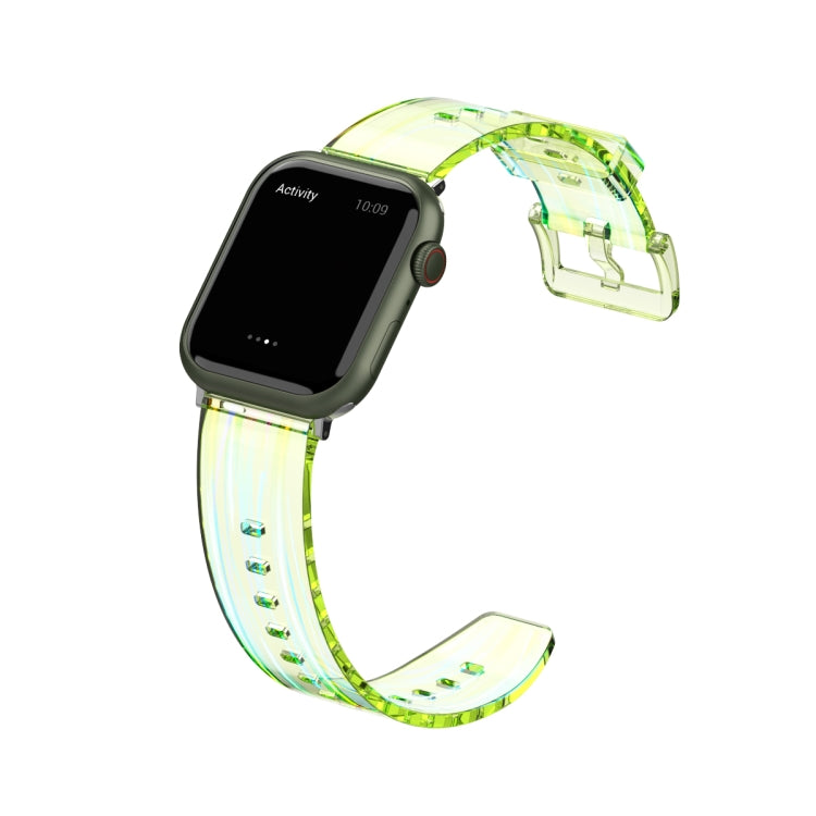 Aurora Transparent Silicone Watch Band For Apple Watch Ultra 49mm&Watch Ultra 2 49mm / Series 9&8&7 45mm / SE 3&SE 2&6&SE&5&4 44mm / 3&2&1 42mm(Green) by bashfashion